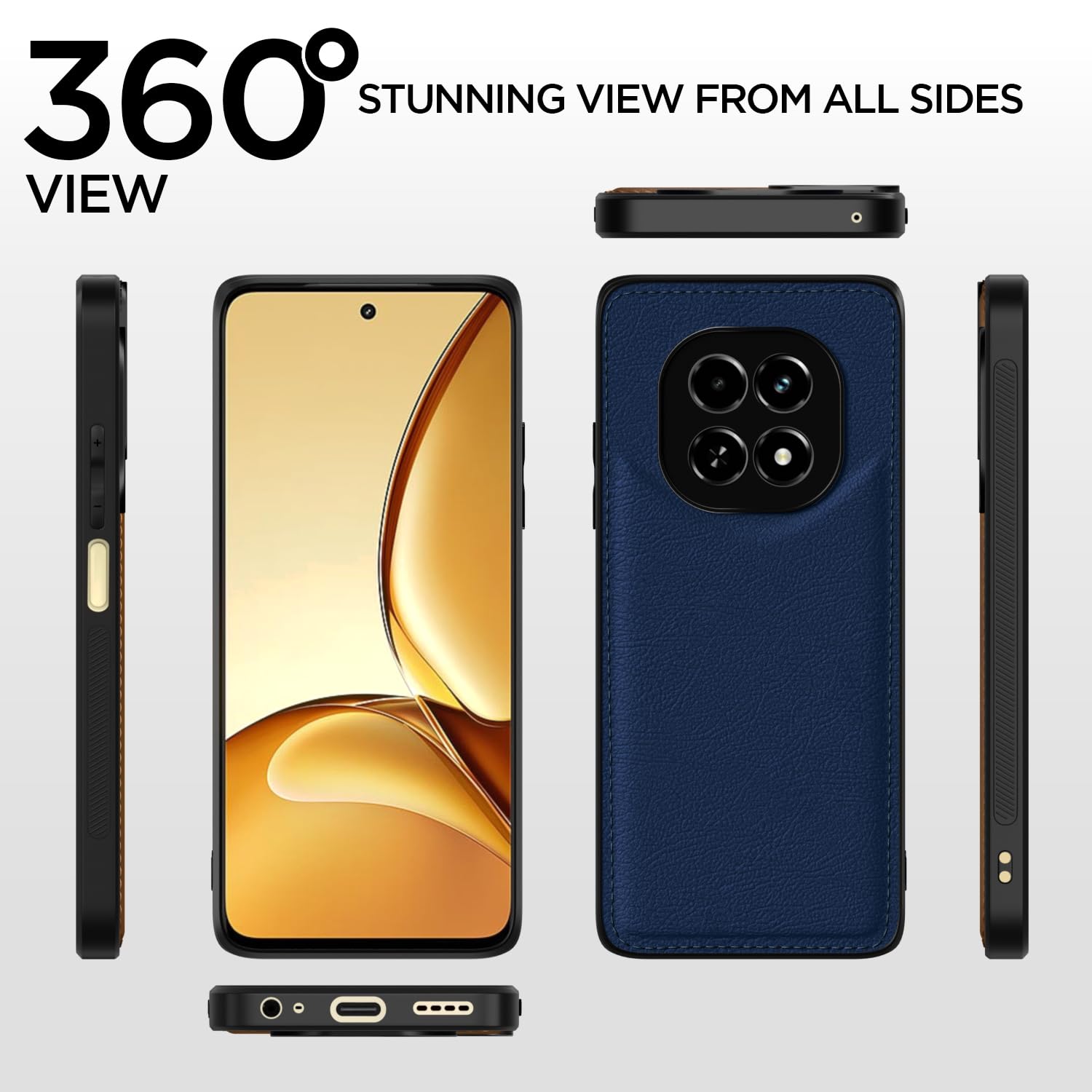 Protect Flexible Pu Leather | Full Camera Protection | Raised Edges | Super Soft-Touch | Bumper Case for Realme C63 5G