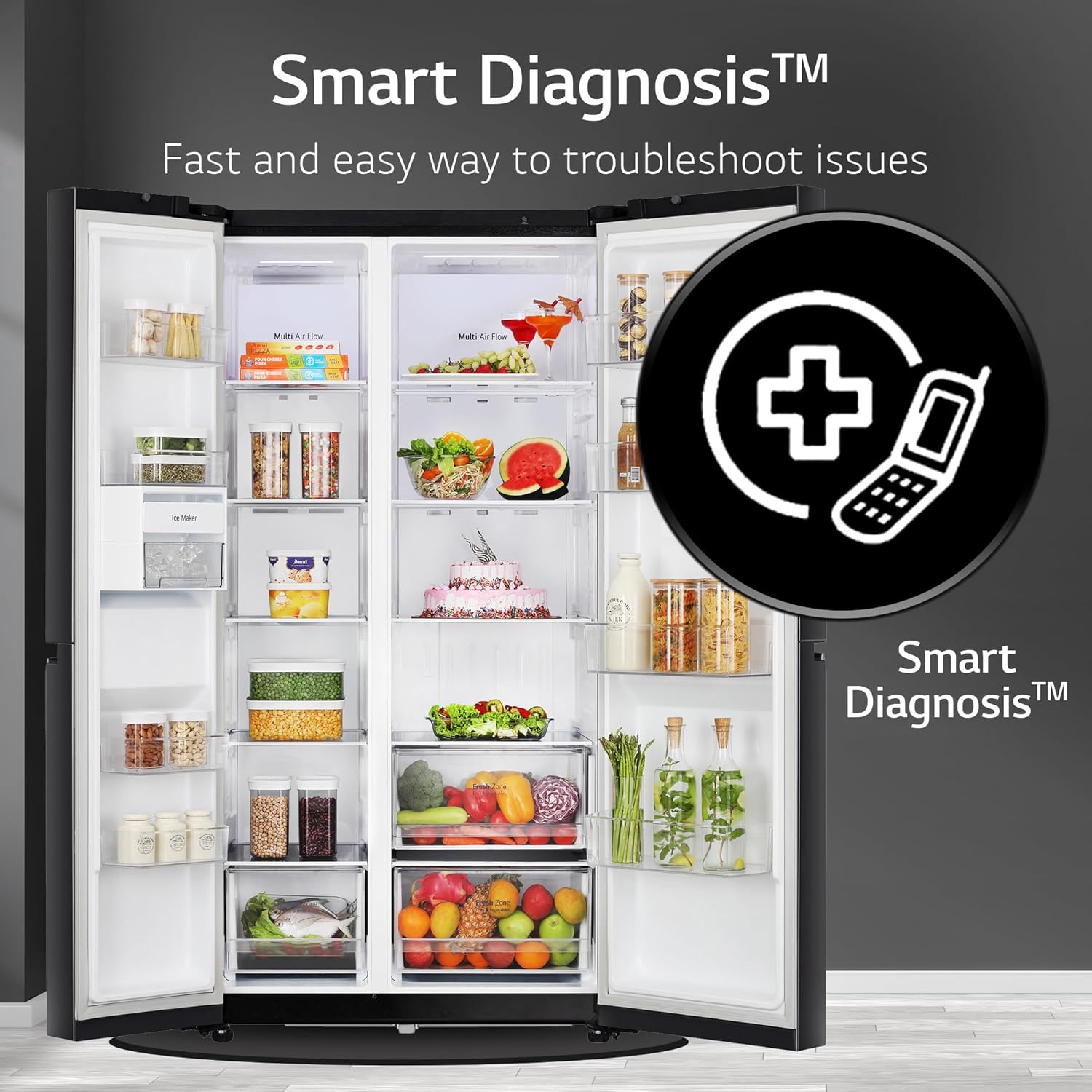 LG 655 L Frost Free Smart Inverter Double Door Side by Side Refrigerator