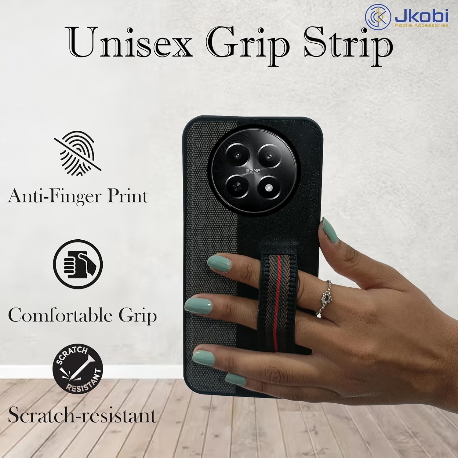 Protect Back Cover Case for Realme Narzo 70x 5G (Professional PU Leather | Strip Chain Holder Socket )