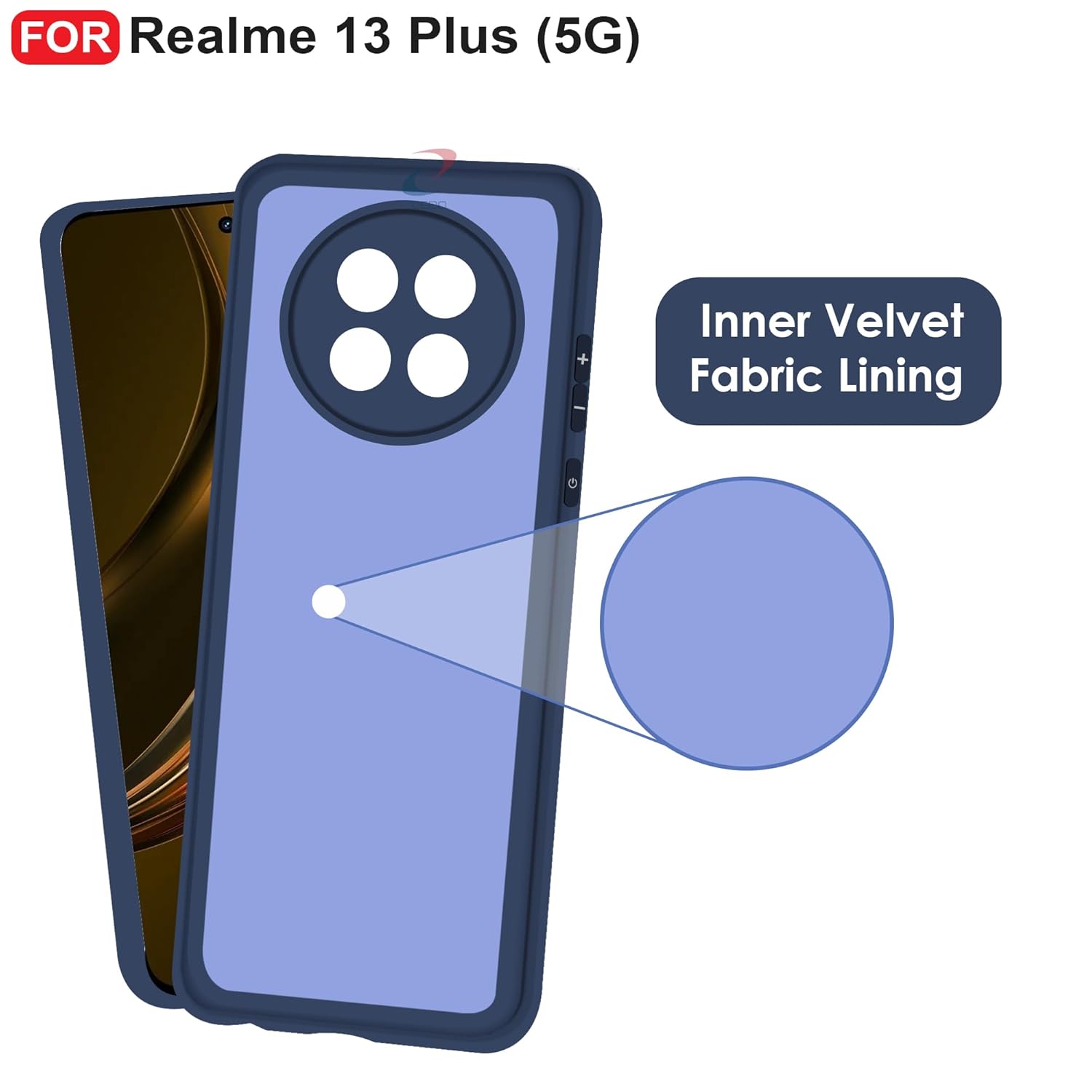 Protect Realme 13 Plus (5G) Back Cover | Camera Bump Protection & Inner Velvet Fabric Lining | Ultra Slim Matte Soft Rubberised Case Cover