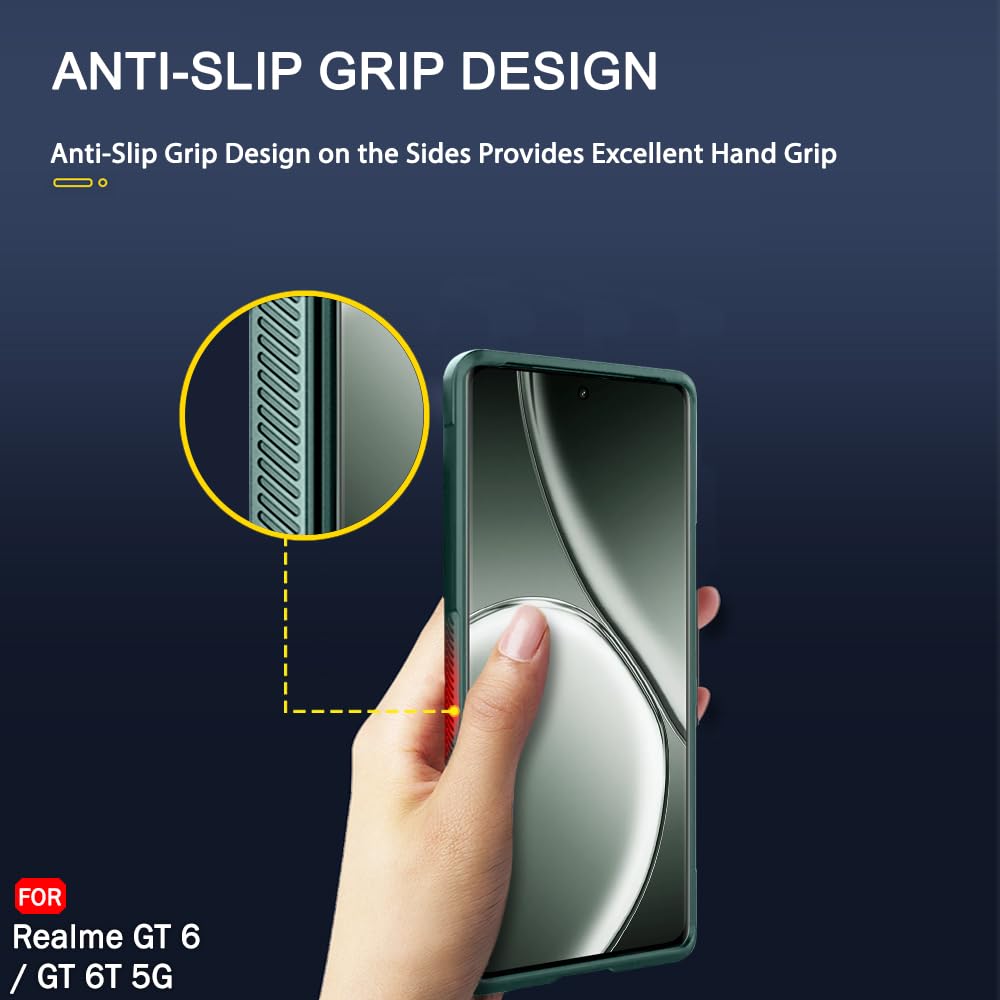 Protect Liquid Silicon Back Cover Case for Realme GT 6 / GT 6T 5G | Shockproof Military Grade Protection | Micro-Fibre Cloth On Inner Side | Anti-Slip Grip Realme GT 6T 5G Back Case