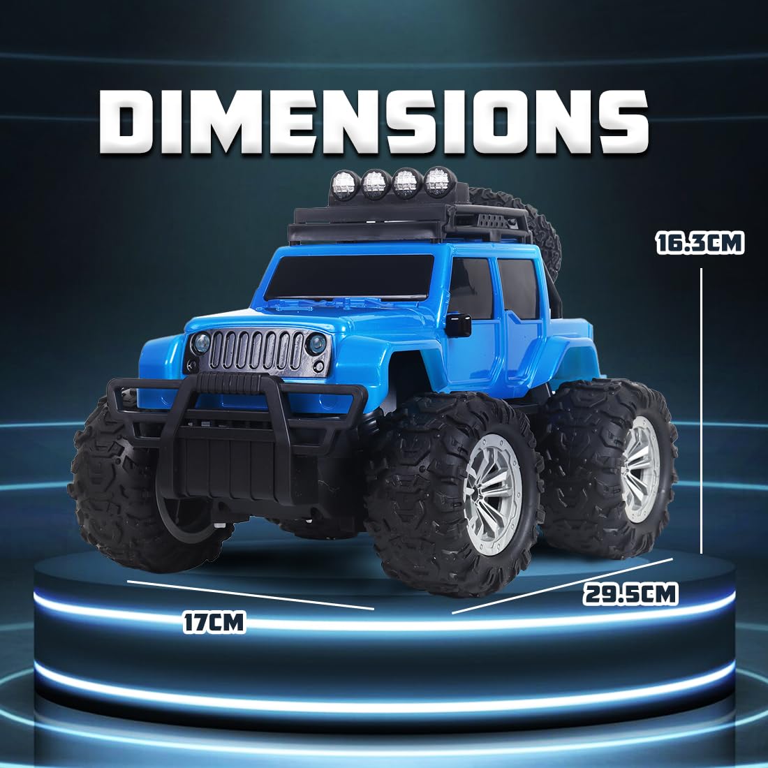 Wembley Monster Truck Remote Control Rc Car Offroad High Speed Racing Car For Kids With 2 Speed And 4 Headlight Modes