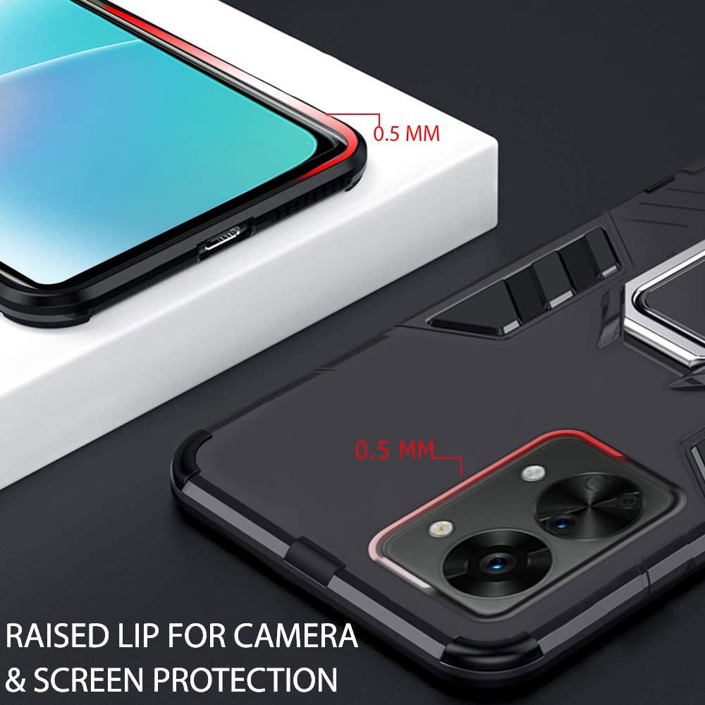 Protect Tough Armor OnePlus Nord 2T 5G Bumper Back Case Cover | Ring Holder & Kickstand in-Built | 360 Degree Protection Back Case