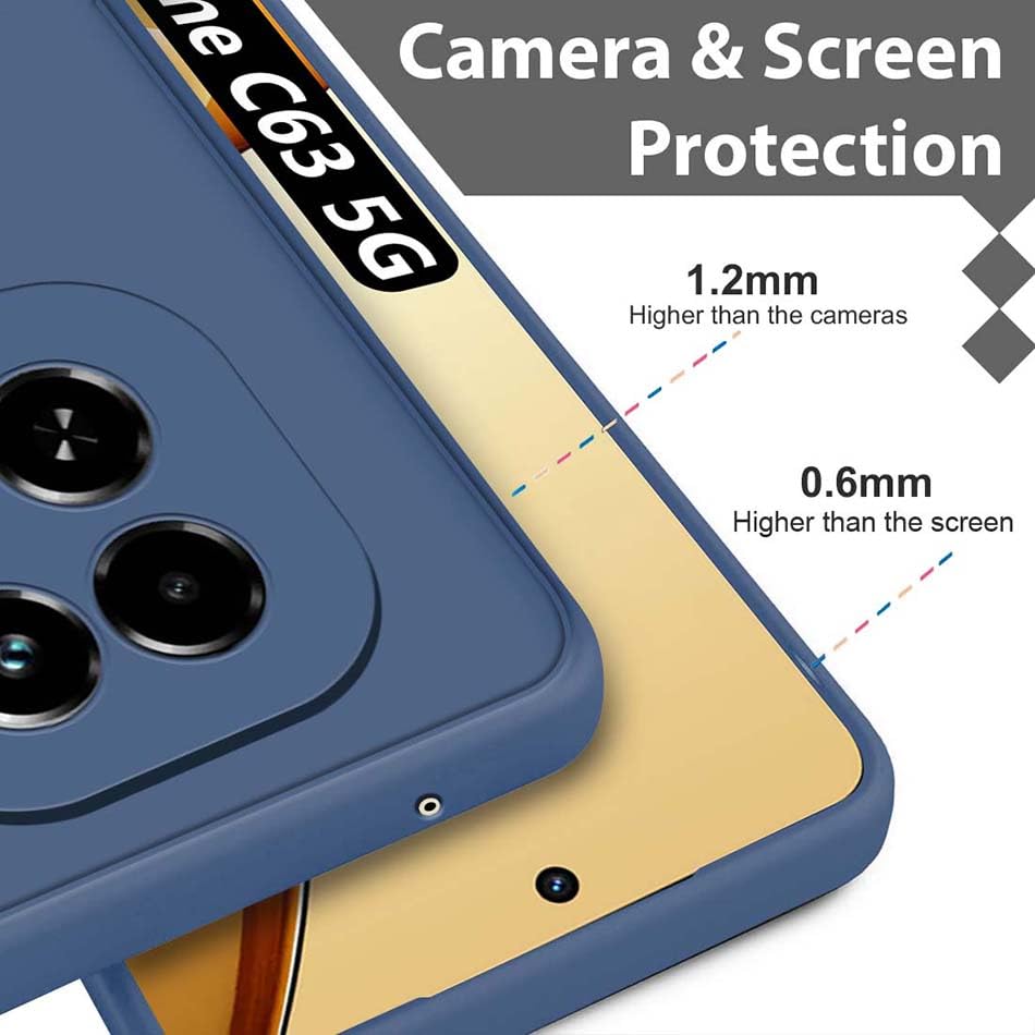 Protect Back Cover for Realme C63 5G | Matte Soft Silicon Flexible | Camera Bump Protection | All Side Shock Proof Rubberised Back Case