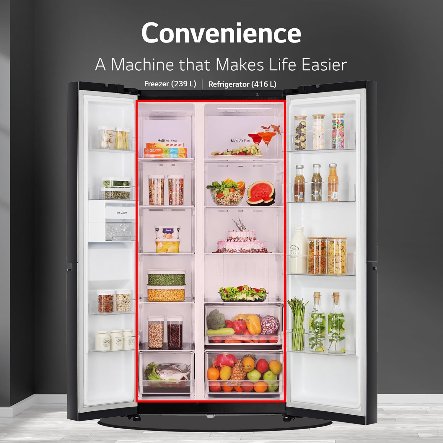 LG 655 L Frost Free Smart Inverter Double Door Side by Side Refrigerator
