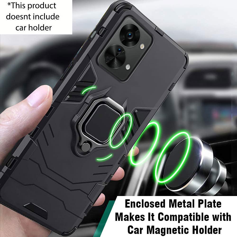Protect Tough Armor OnePlus Nord 2T 5G Bumper Back Case Cover | Ring Holder & Kickstand in-Built | 360 Degree Protection Back Case