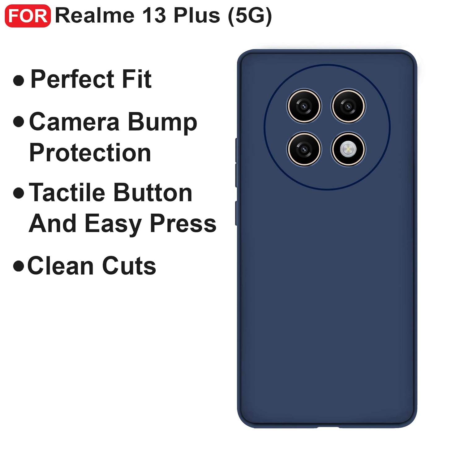Protect Realme 13 Plus (5G) Back Cover | Camera Bump Protection & Inner Velvet Fabric Lining | Ultra Slim Matte Soft Rubberised Case Cover