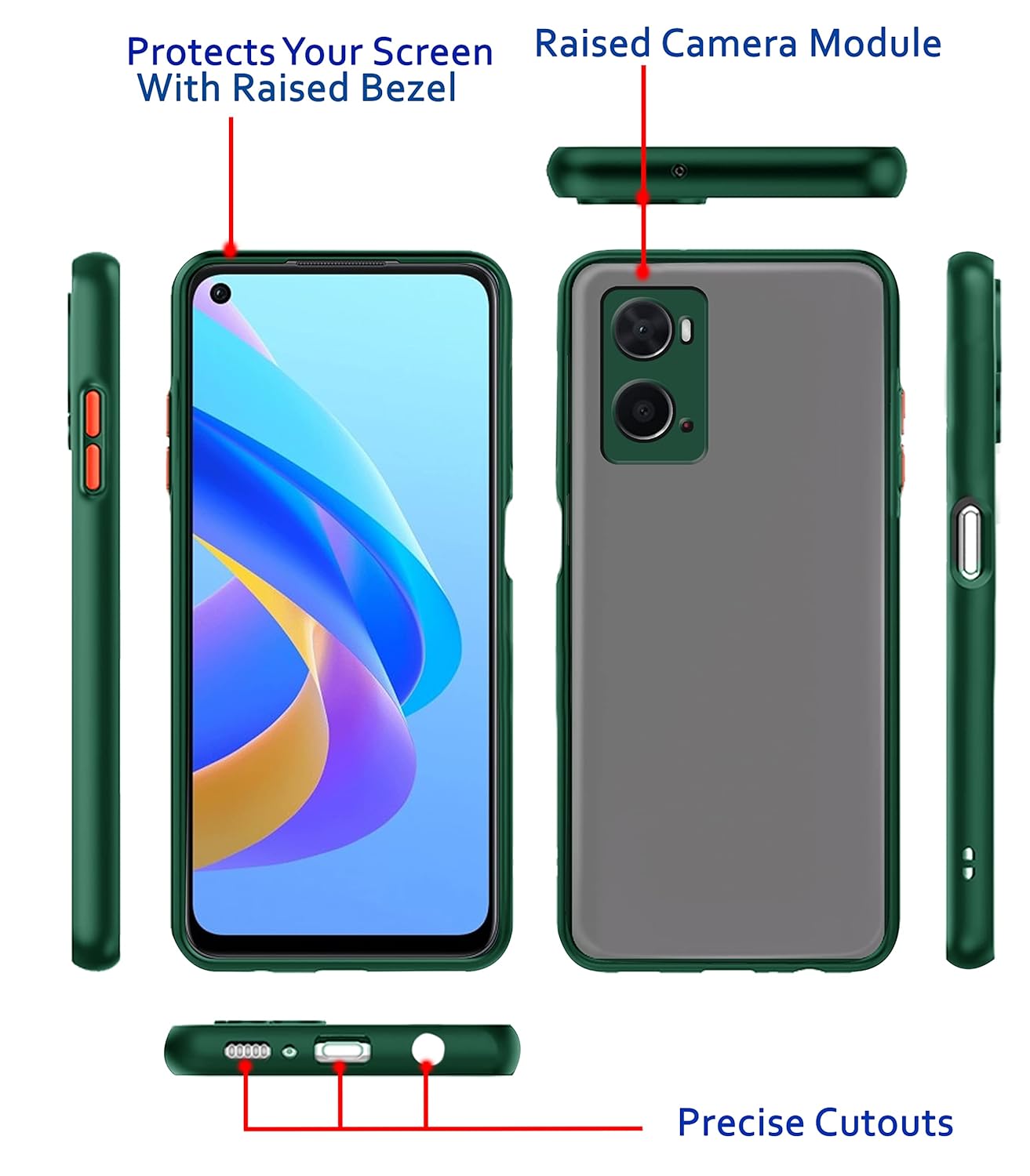 Protect Oppo A76 / Oppo A96 / Oppo A36 Back Cover | Hybrid Smoked Back | Full Camera Protection | Raised Edges | Super Soft-Touch | Bumper Case