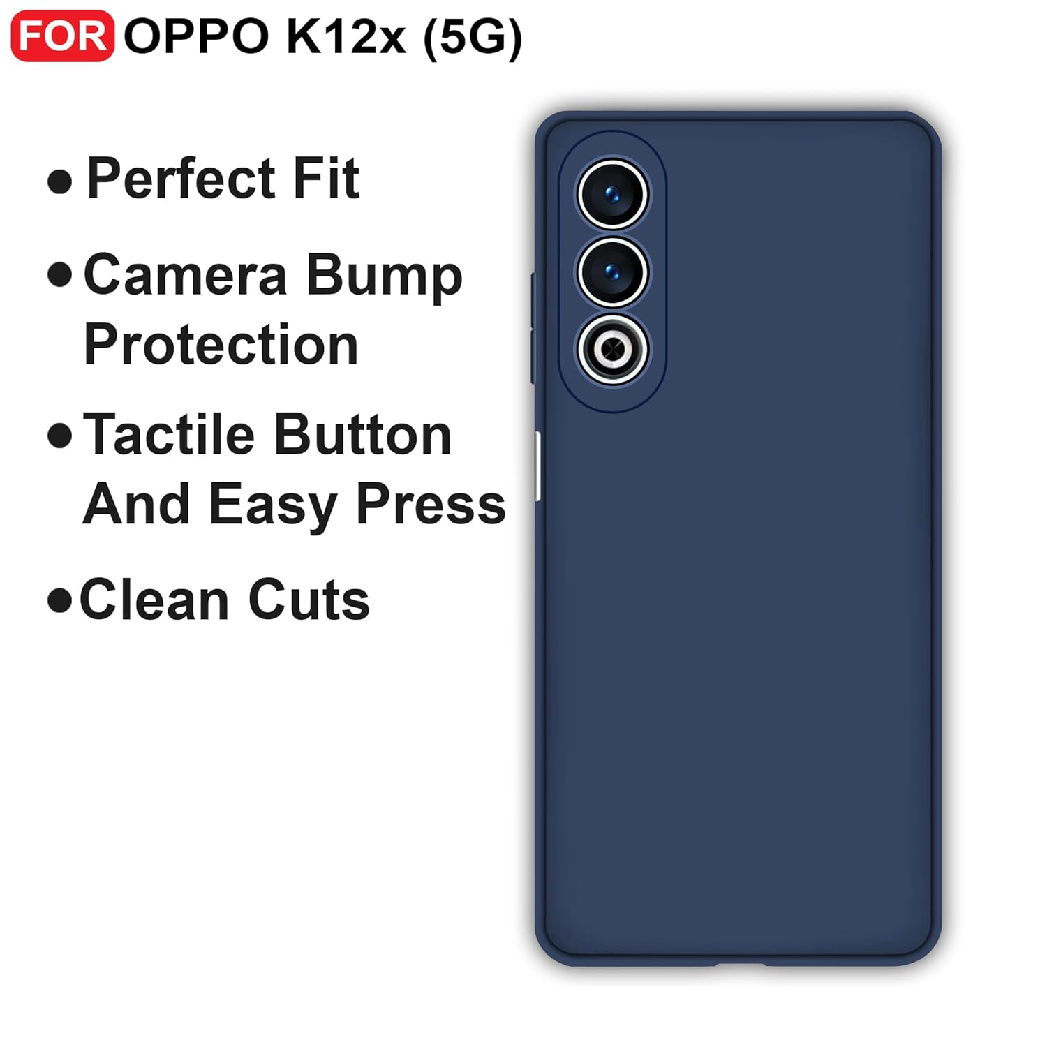 Protect Oppo K12x (5G) Back Cover | Camera Bump Protection & Inner Velvet Fabric Lining | Ultra Slim Matte Soft Rubberised Case Cover