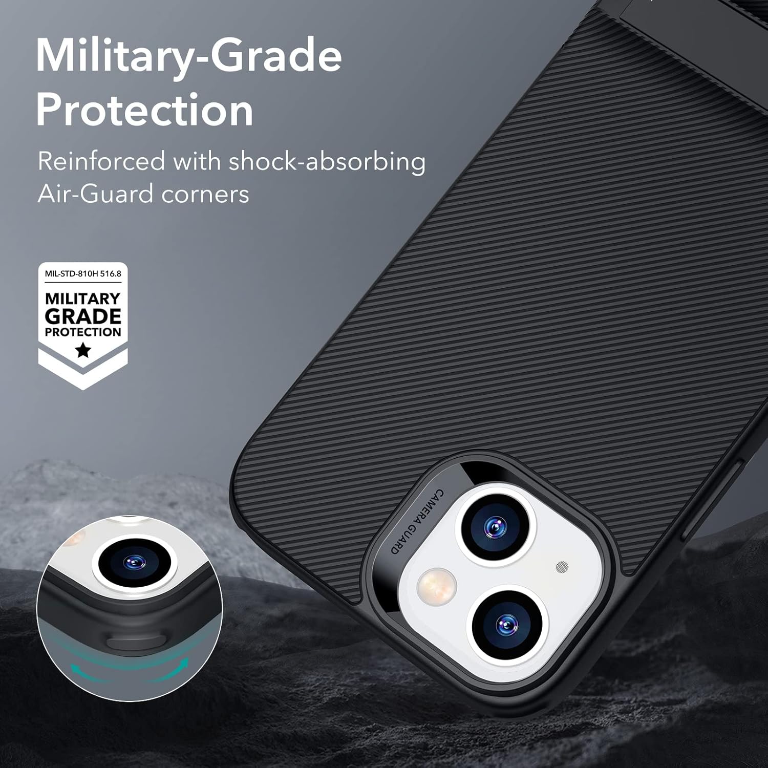 Protect for iPhone 14 Cover with Adjustable Stand, Military-Grade Drop Protection, 3 Stand Modes, TPU, Supports Wireless Charging, Boost Slim Patented Metal Kickstand Phone Back Case