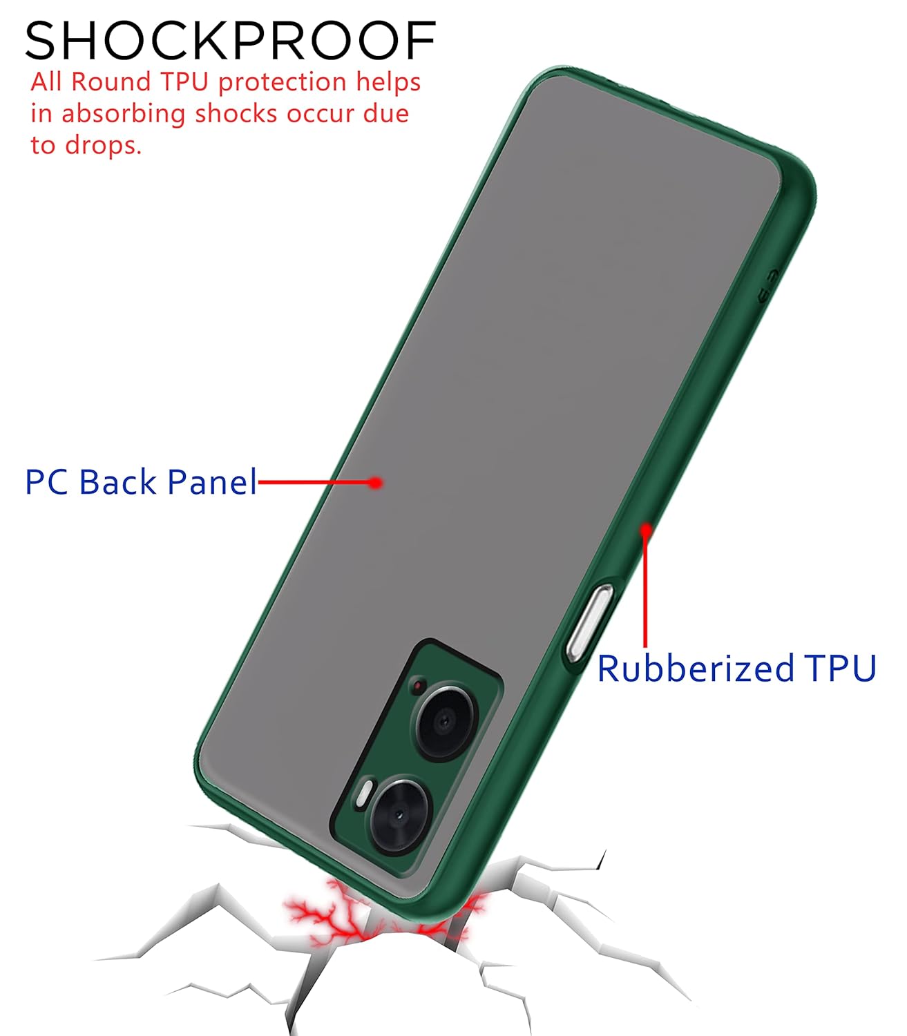 Protect Oppo A76 / Oppo A96 / Oppo A36 Back Cover | Hybrid Smoked Back | Full Camera Protection | Raised Edges | Super Soft-Touch | Bumper Case