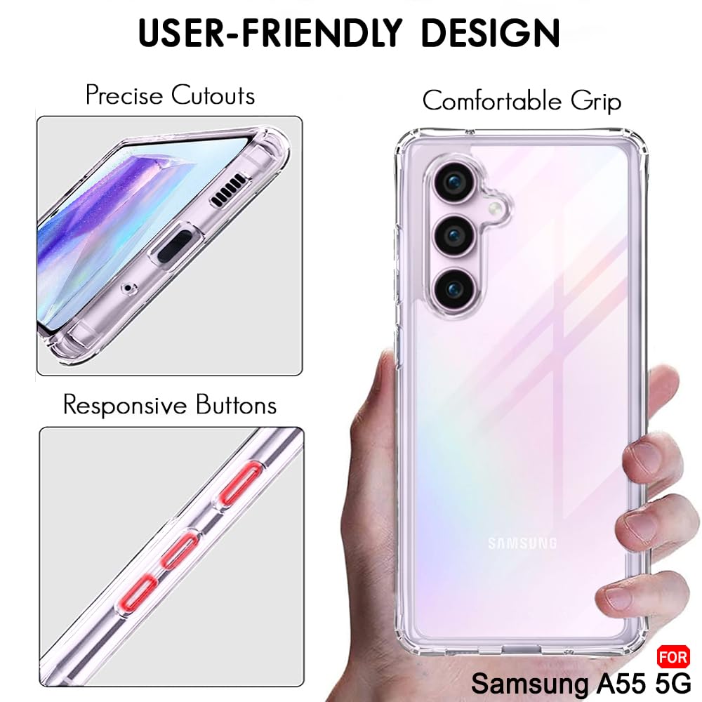 Protect Ultra-Hybrid Shockproof Back Cover Case for Samsung Galaxy A55 5G | Camera Protection Bump | Hard Back Cover Case