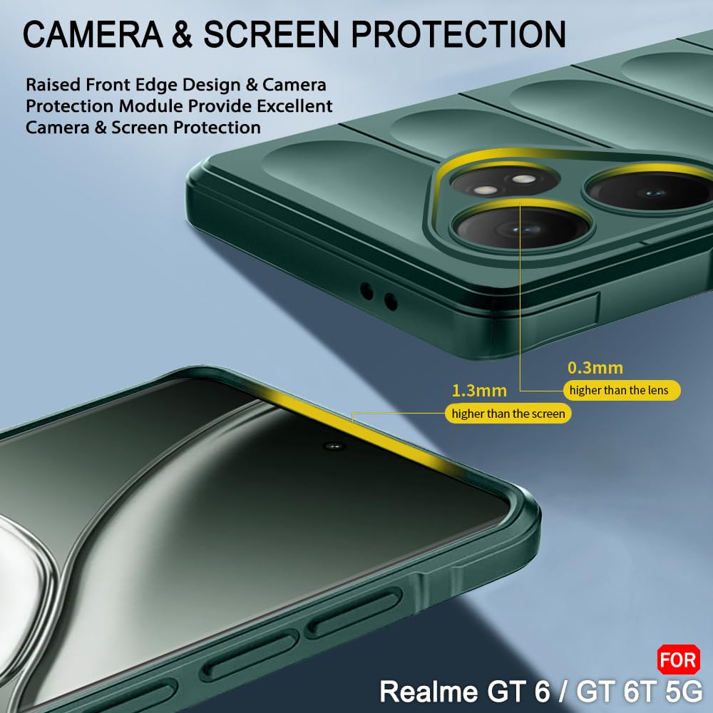 Protect Liquid Silicon Back Cover Case for Realme GT 6 / GT 6T 5G | Shockproof Military Grade Protection | Micro-Fibre Cloth On Inner Side | Anti-Slip Grip Realme GT 6T 5G Back Case