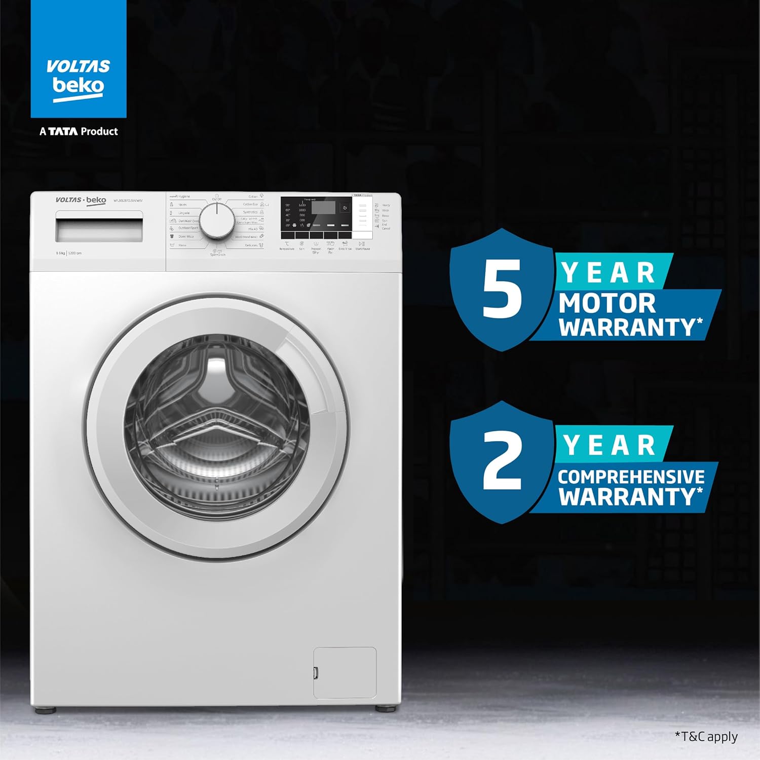 Voltas Beko, A Tata Product 6 Kg 5 Star Fully Automatic Front Loading Washing Machine
