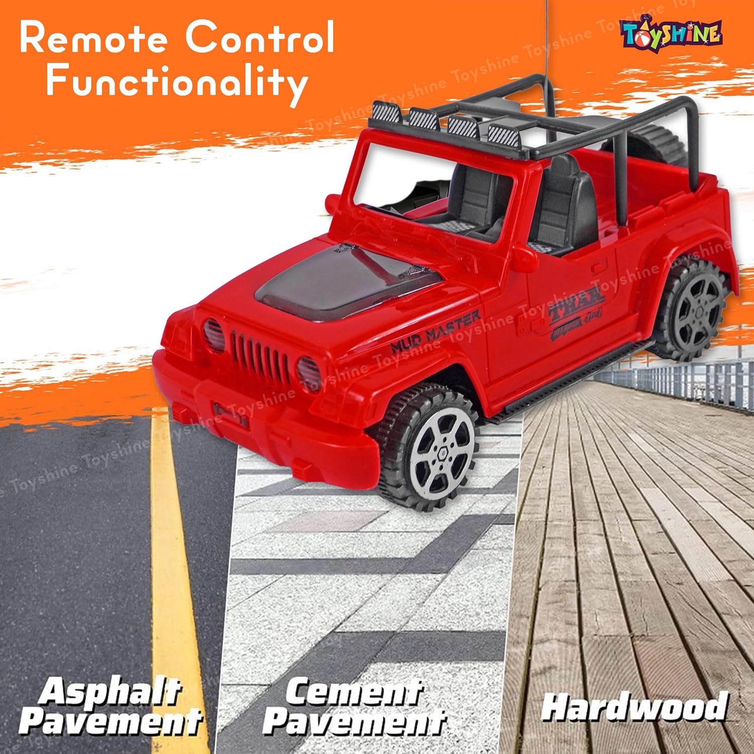 Toyshine 1:18 RC Scale Remote Control Rechargeable Wireless Toy Jeep with Lights