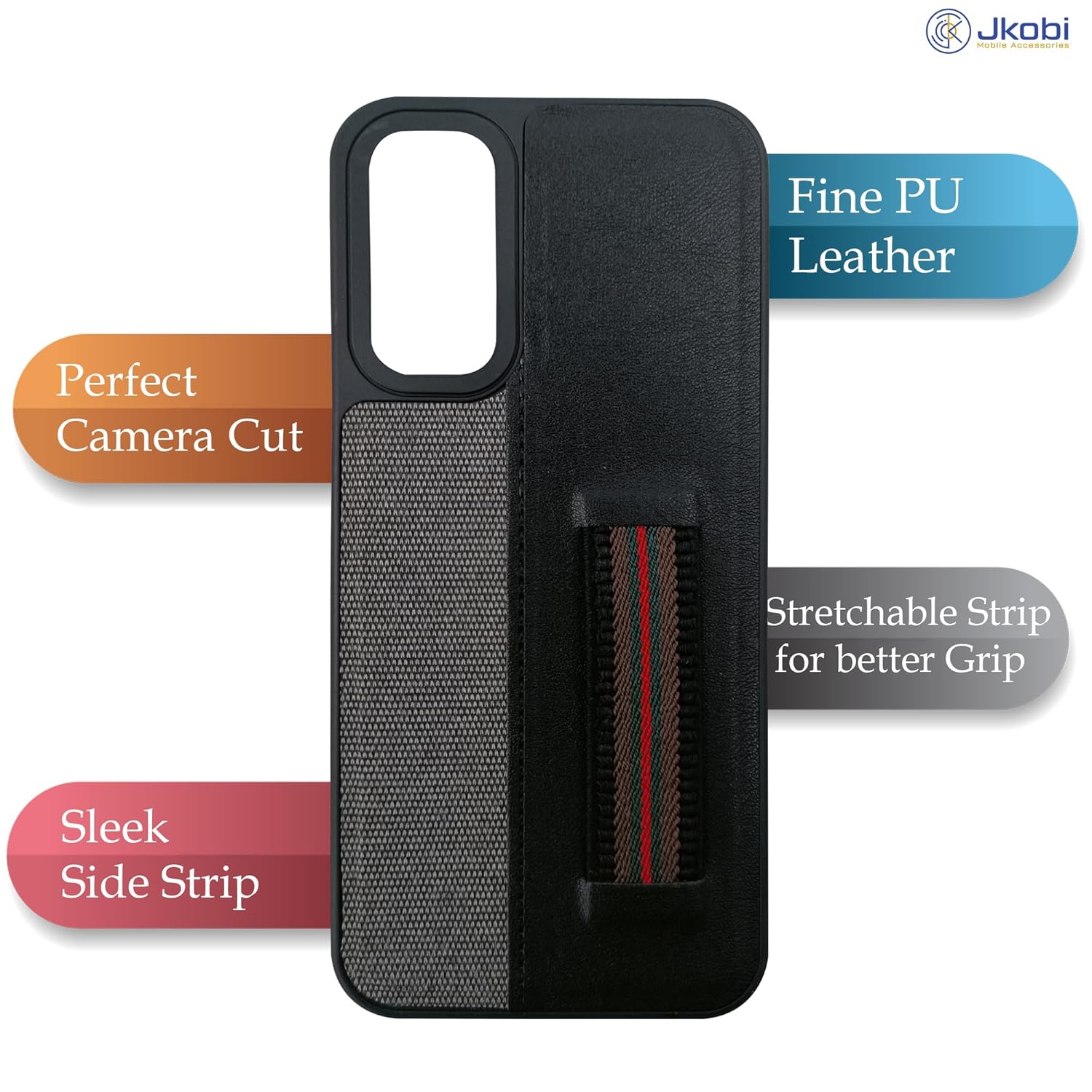 Protect Back Cover Case for Realme Narzo 70x 5G (Professional PU Leather | Strip Chain Holder Socket )