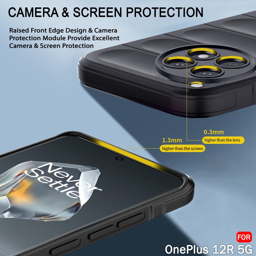 Protect Liquid Silicon Back Cover Case for OnePlus 12R 5G | Shockproof Military Grade Protection | Micro-Fibre Cloth On Inner Side