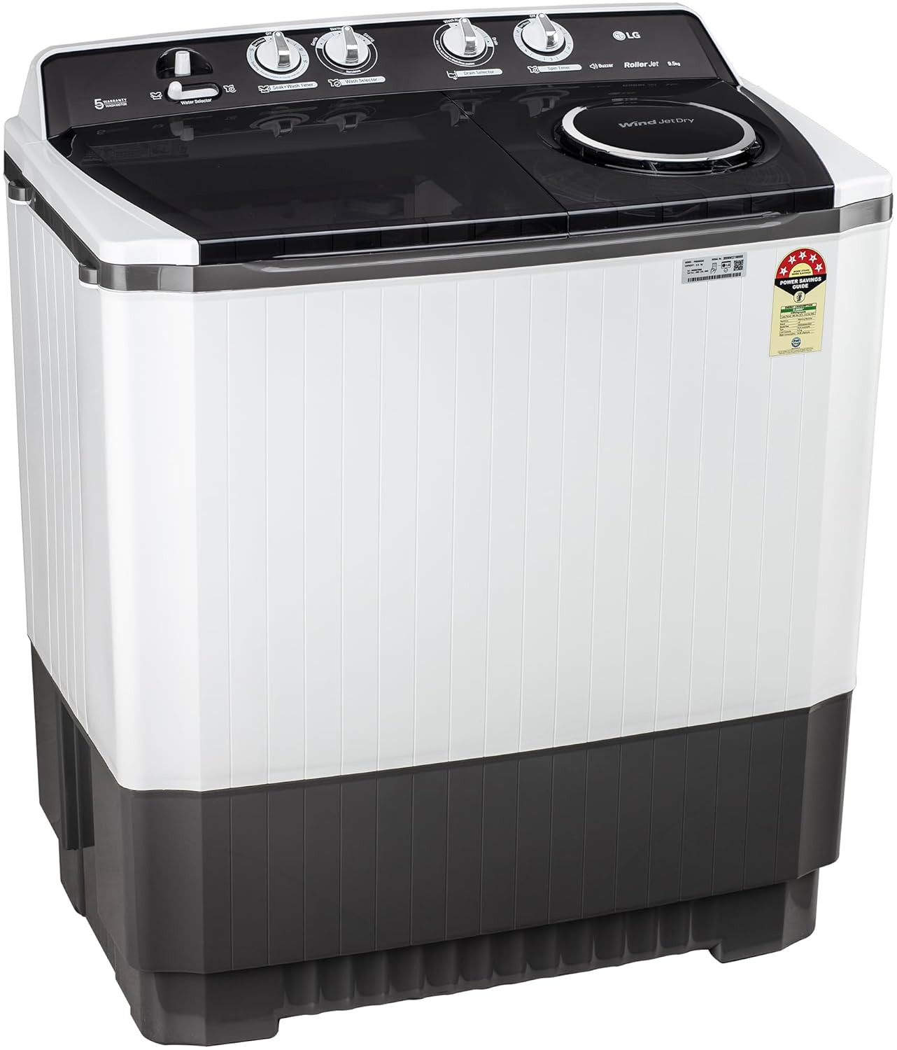 LG 9.5 kg 5 Star Wind jet dry Semi-Automatic Top Load Washing Machine