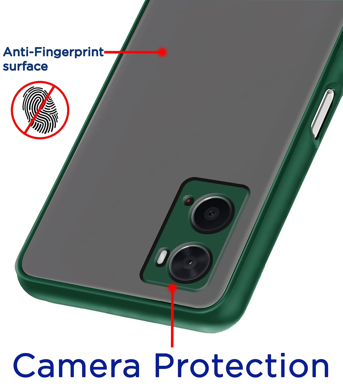 Protect Oppo A76 / Oppo A96 / Oppo A36 Back Cover | Hybrid Smoked Back | Full Camera Protection | Raised Edges | Super Soft-Touch | Bumper Case