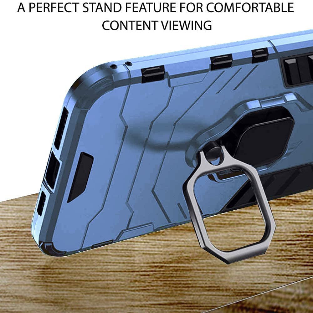Protect Tough Armor Oppo Reno 6 Pro 5G Bumper Back Case Cover | Ring Holder & Kickstand in-Built | 360 Degree Protection Back Case Cover