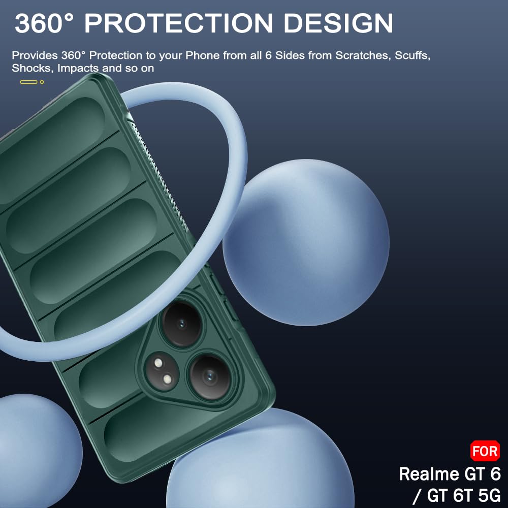 Protect Liquid Silicon Back Cover Case for Realme GT 6 / GT 6T 5G | Shockproof Military Grade Protection | Micro-Fibre Cloth On Inner Side | Anti-Slip Grip Realme GT 6T 5G Back Case