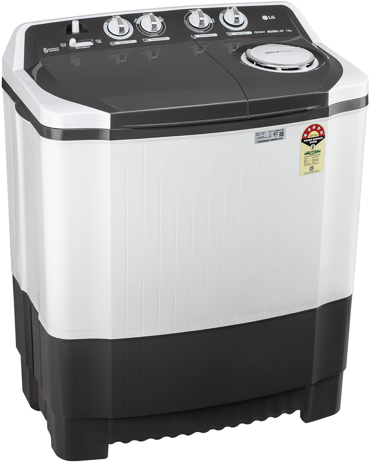 LG 7.5 kg 5 Star Wind jet dry Semi-Automatic Top Load Washing Machine