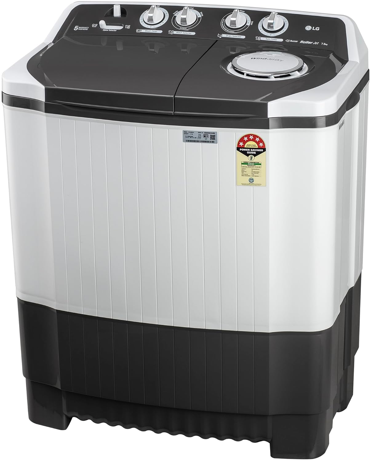 LG 7.5 kg 5 Star Wind jet dry Semi-Automatic Top Load Washing Machine