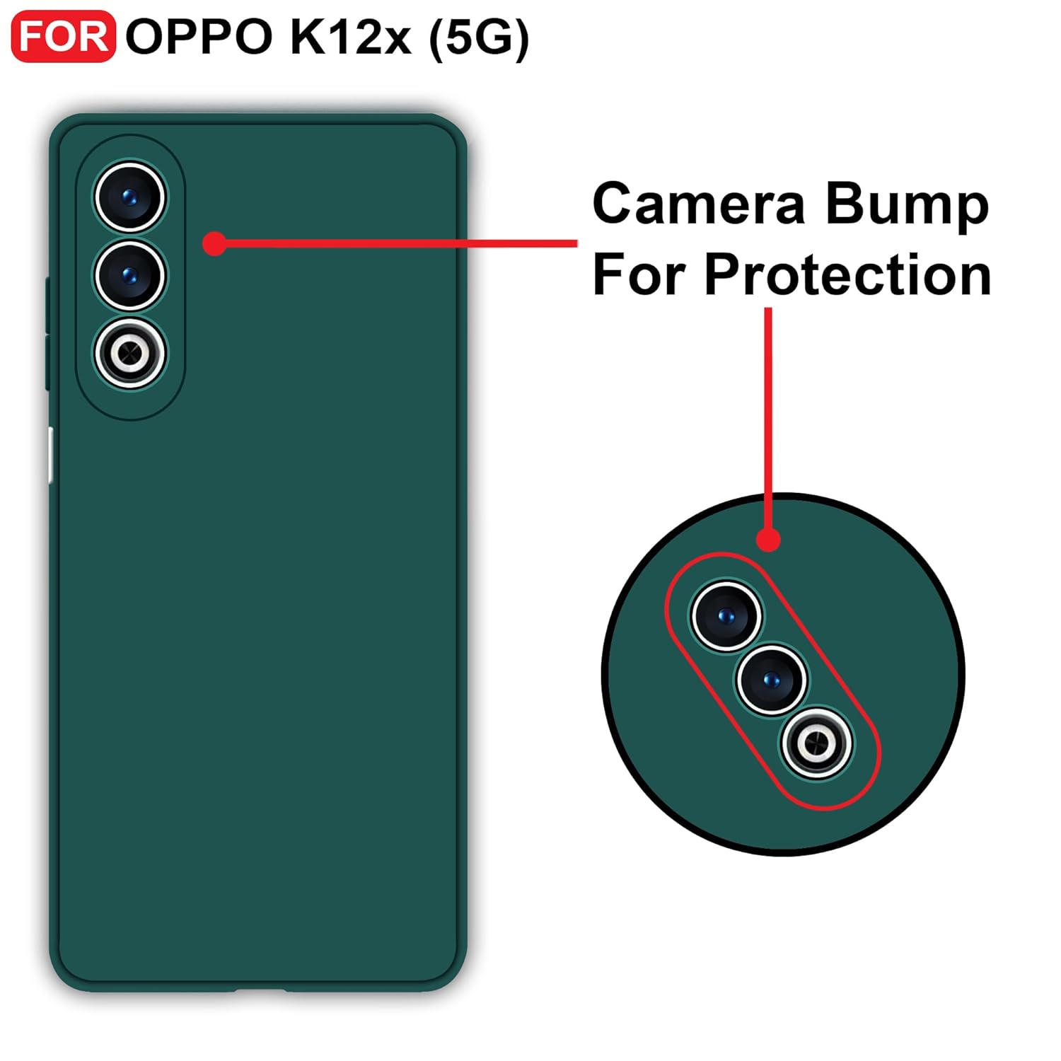 Protect Oppo K12x (5G) Back Cover | Camera Bump Protection & Inner Velvet Fabric Lining | Ultra Slim Matte Soft Rubberised Case Cover