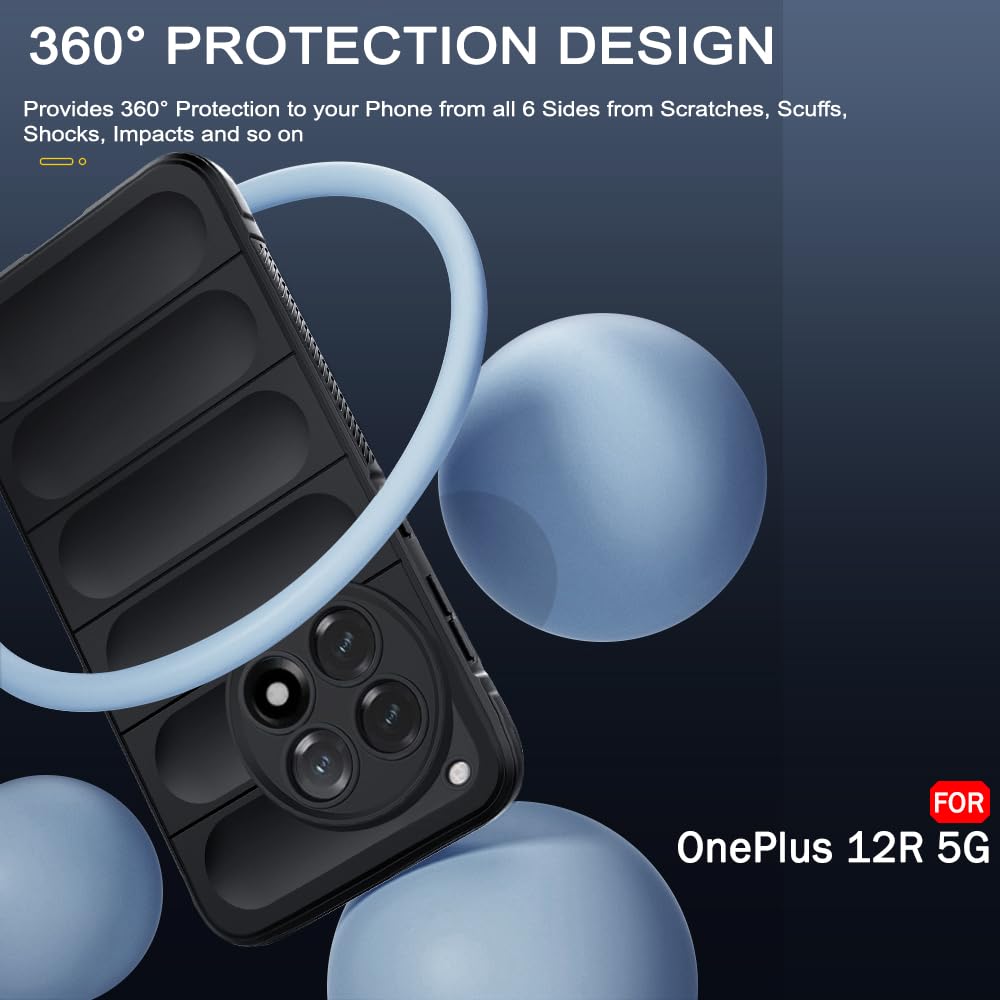 Protect Liquid Silicon Back Cover Case for OnePlus 12R 5G | Shockproof Military Grade Protection | Micro-Fibre Cloth On Inner Side