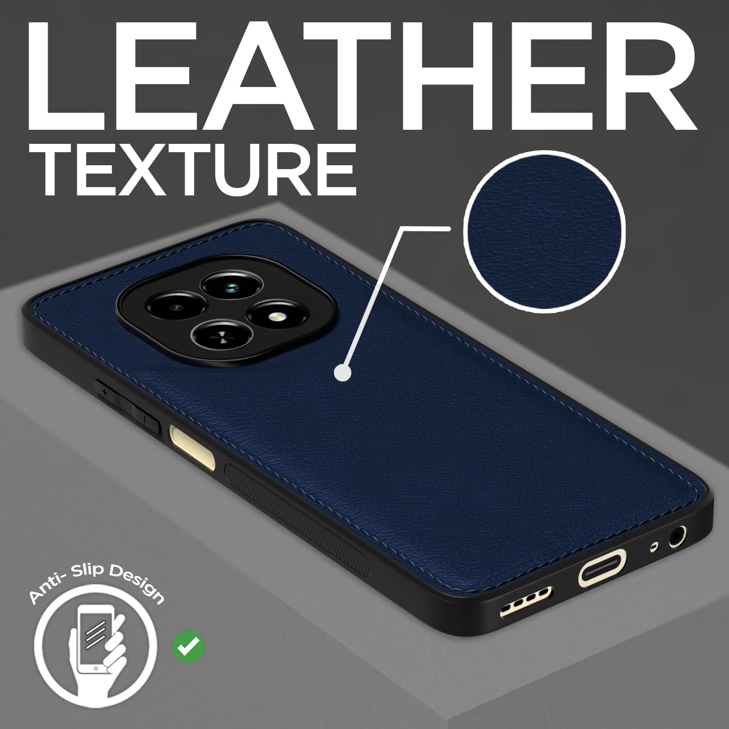 Protect Flexible Pu Leather | Full Camera Protection | Raised Edges | Super Soft-Touch | Bumper Case for Realme C63 5G