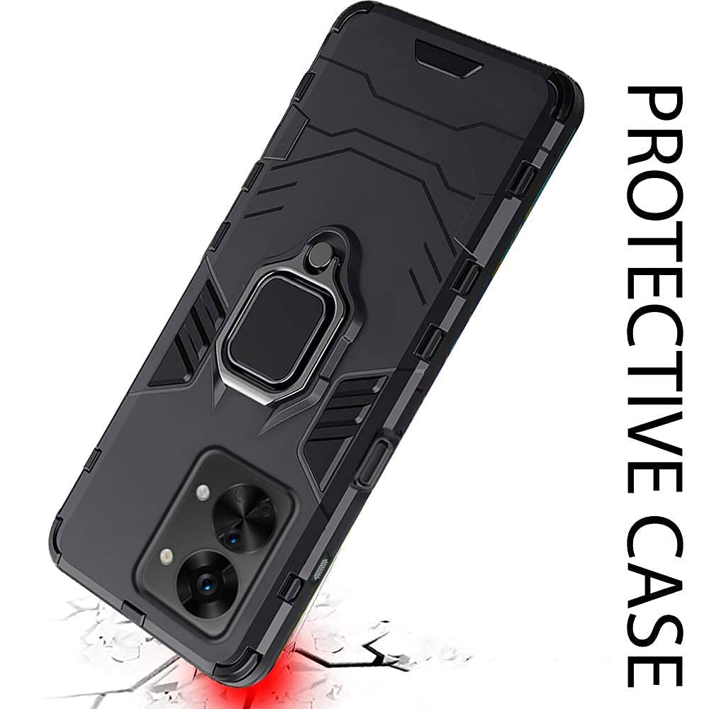 Protect Tough Armor OnePlus Nord 2T 5G Bumper Back Case Cover | Ring Holder & Kickstand in-Built | 360 Degree Protection Back Case