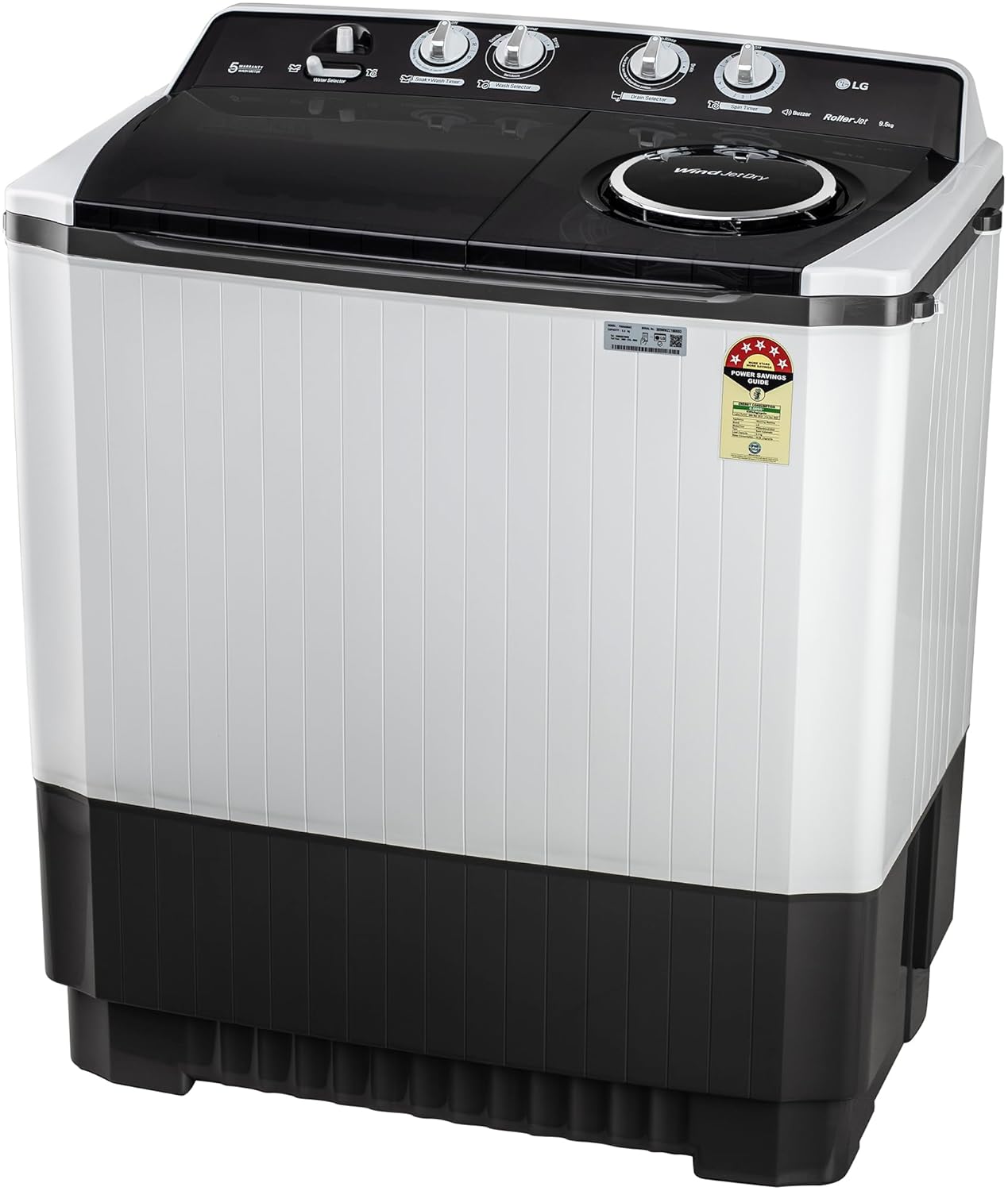 LG 9.5 kg 5 Star Wind jet dry Semi-Automatic Top Load Washing Machine
