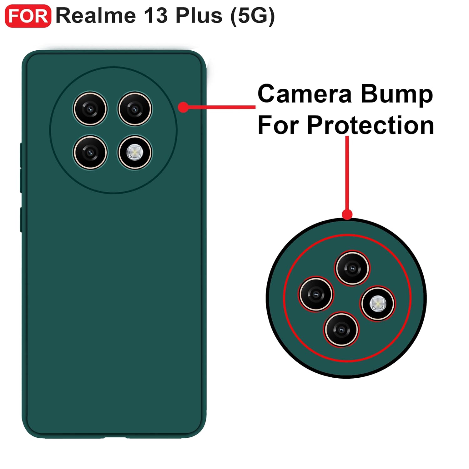 Protect Realme 13 Plus (5G) Back Cover | Camera Bump Protection & Inner Velvet Fabric Lining | Ultra Slim Matte Soft Rubberised Case Cover