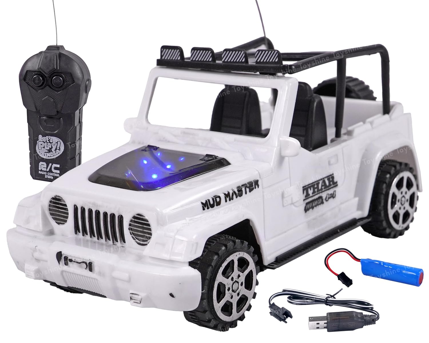 Toyshine 1:18 RC Scale Remote Control Rechargeable Wireless Toy Jeep with Lights