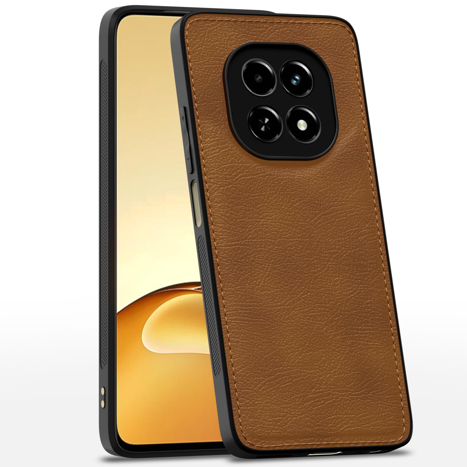 Protect Flexible Pu Leather | Full Camera Protection | Raised Edges | Super Soft-Touch | Bumper Case for Realme C63 5G
