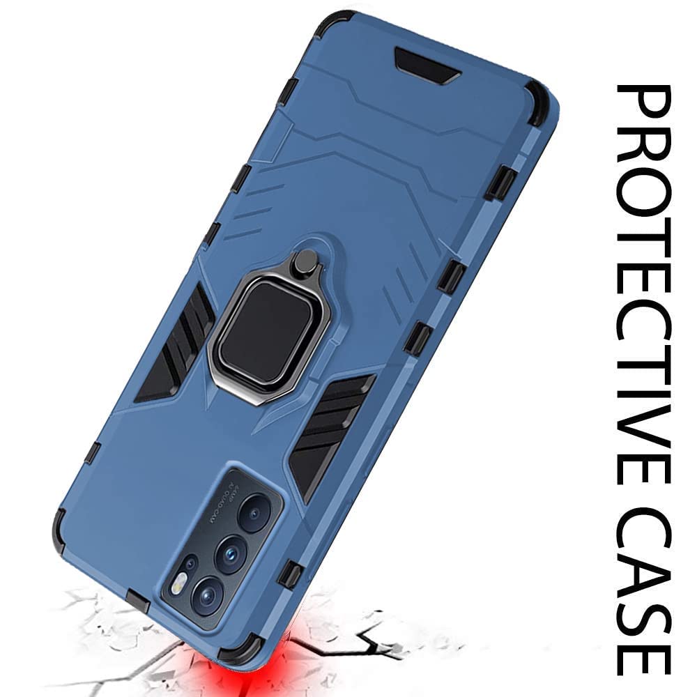Protect Tough Armor Oppo Reno 6 Pro 5G Bumper Back Case Cover | Ring Holder & Kickstand in-Built | 360 Degree Protection Back Case Cover