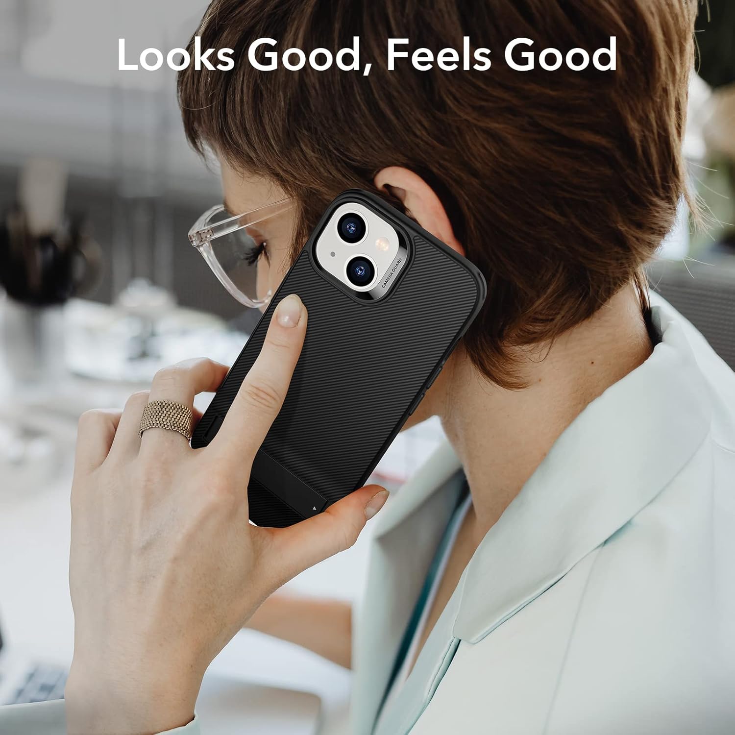 Protect for iPhone 14 Cover with Adjustable Stand, Military-Grade Drop Protection, 3 Stand Modes, TPU, Supports Wireless Charging, Boost Slim Patented Metal Kickstand Phone Back Case
