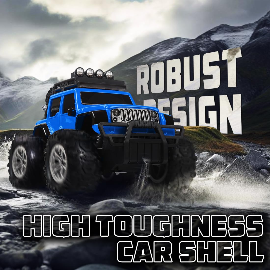 Wembley Monster Truck Remote Control Rc Car Offroad High Speed Racing Car For Kids With 2 Speed And 4 Headlight Modes