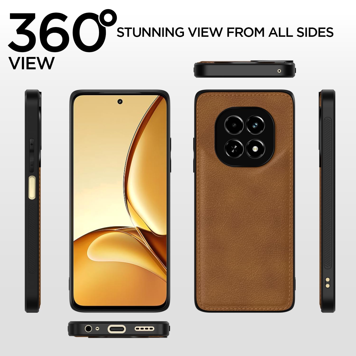 Protect Flexible Pu Leather | Full Camera Protection | Raised Edges | Super Soft-Touch | Bumper Case for Realme C63 5G