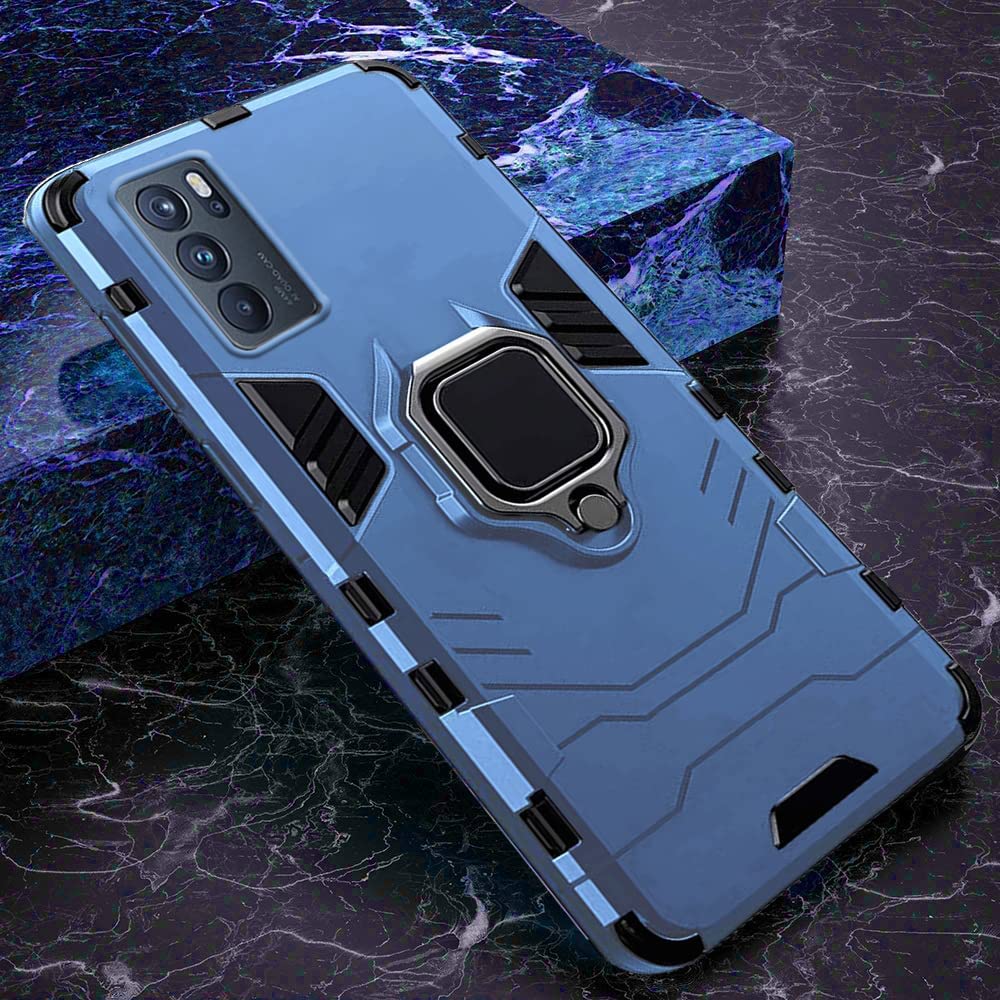 Protect Tough Armor Oppo Reno 6 Pro 5G Bumper Back Case Cover | Ring Holder & Kickstand in-Built | 360 Degree Protection Back Case Cover