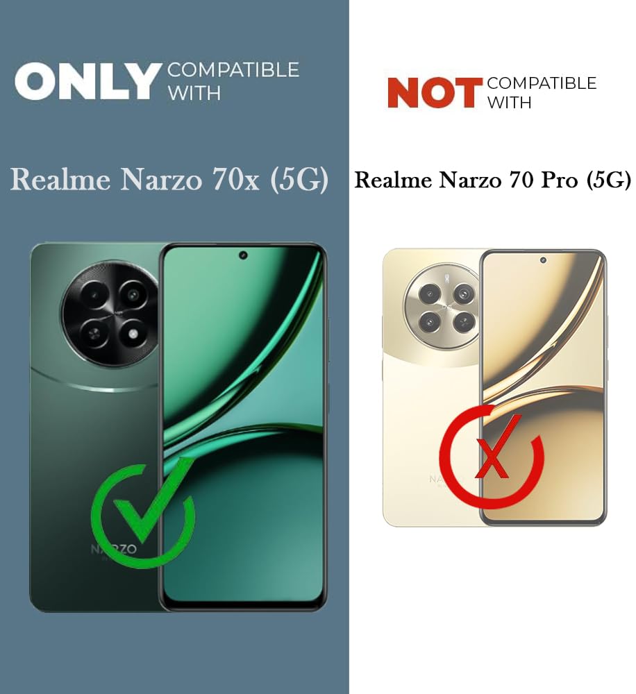 Protect Back Cover Case for Realme Narzo 70x 5G (Professional PU Leather | Strip Chain Holder Socket )