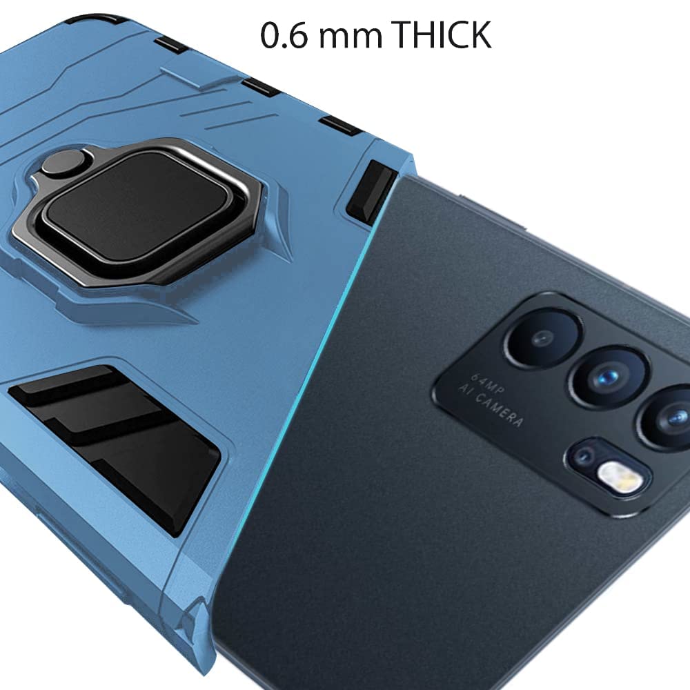 Protect Tough Armor Oppo Reno 6 Pro 5G Bumper Back Case Cover | Ring Holder & Kickstand in-Built | 360 Degree Protection Back Case Cover