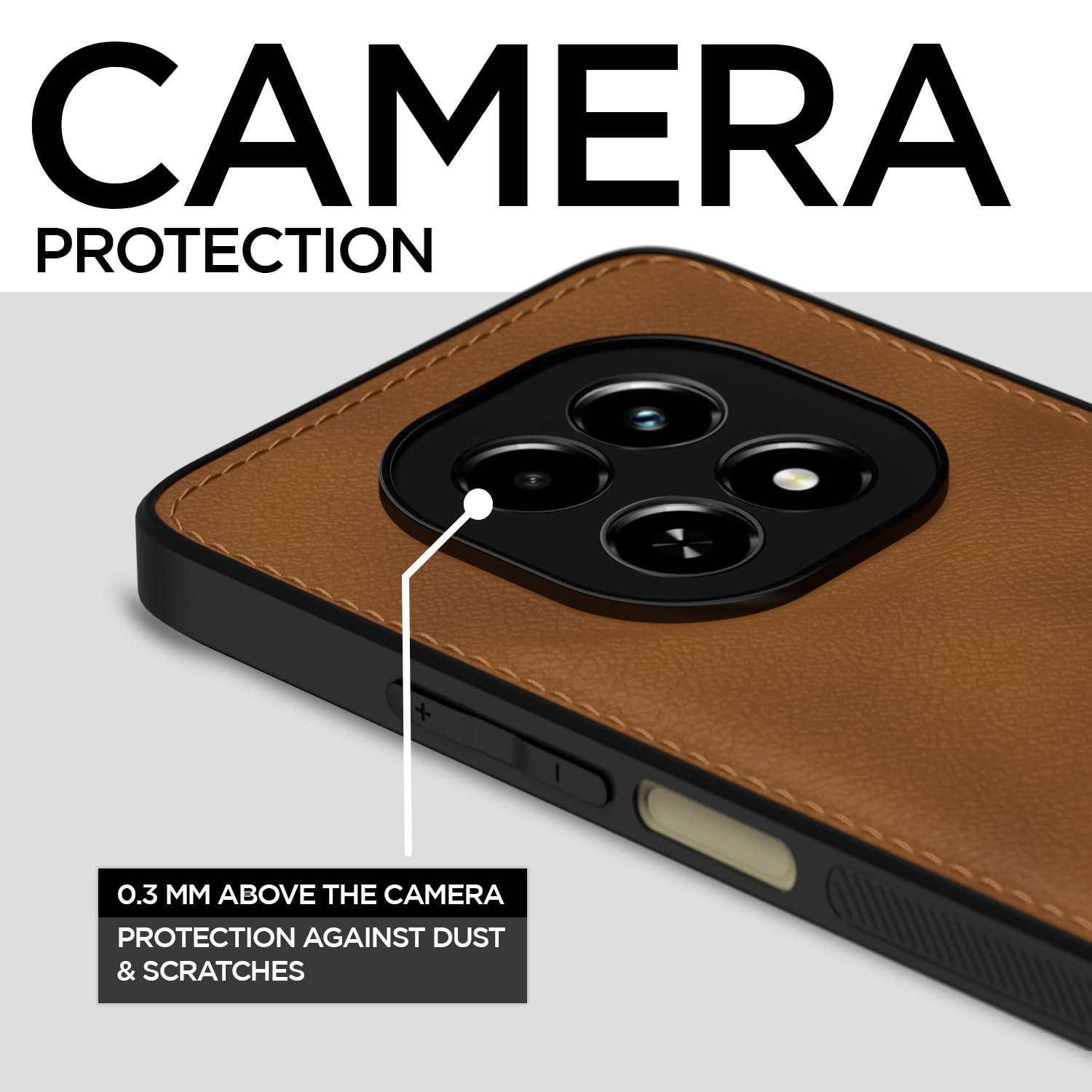 Protect Flexible Pu Leather | Full Camera Protection | Raised Edges | Super Soft-Touch | Bumper Case for Realme C63 5G