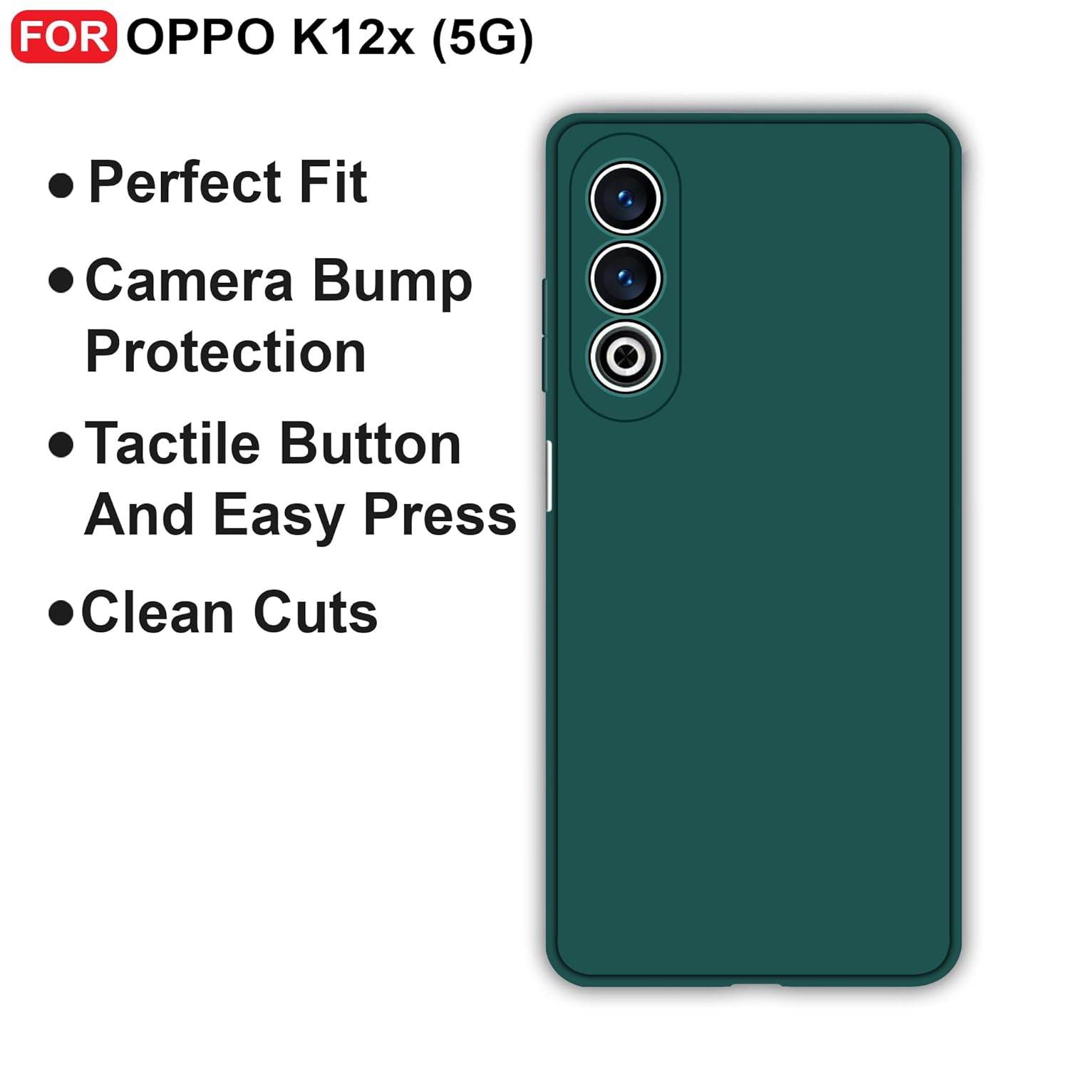 Protect Oppo K12x (5G) Back Cover | Camera Bump Protection & Inner Velvet Fabric Lining | Ultra Slim Matte Soft Rubberised Case Cover