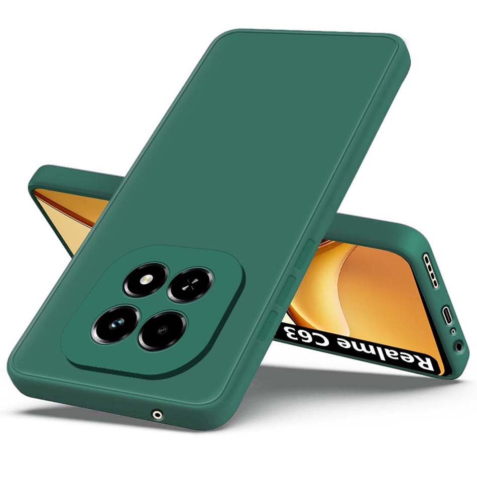 Protect Back Cover for Realme C63 5G | Matte Soft Silicon Flexible | Camera Bump Protection | All Side Shock Proof Rubberised Back Case