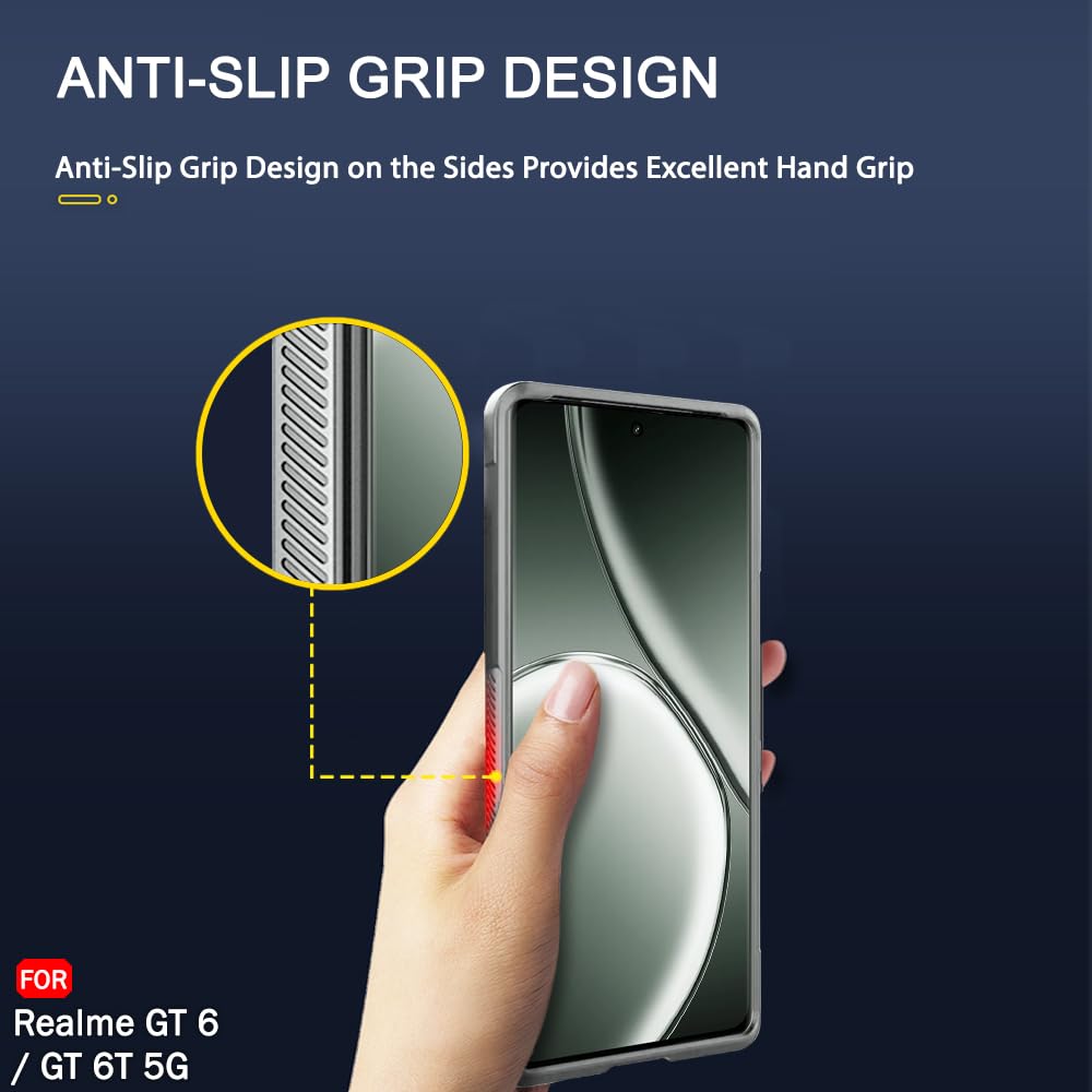 Protect Liquid Silicon Back Cover Case for Realme GT 6 / GT 6T 5G | Shockproof Military Grade Protection | Micro-Fibre Cloth On Inner Side | Anti-Slip Grip Realme GT 6T 5G Back Case