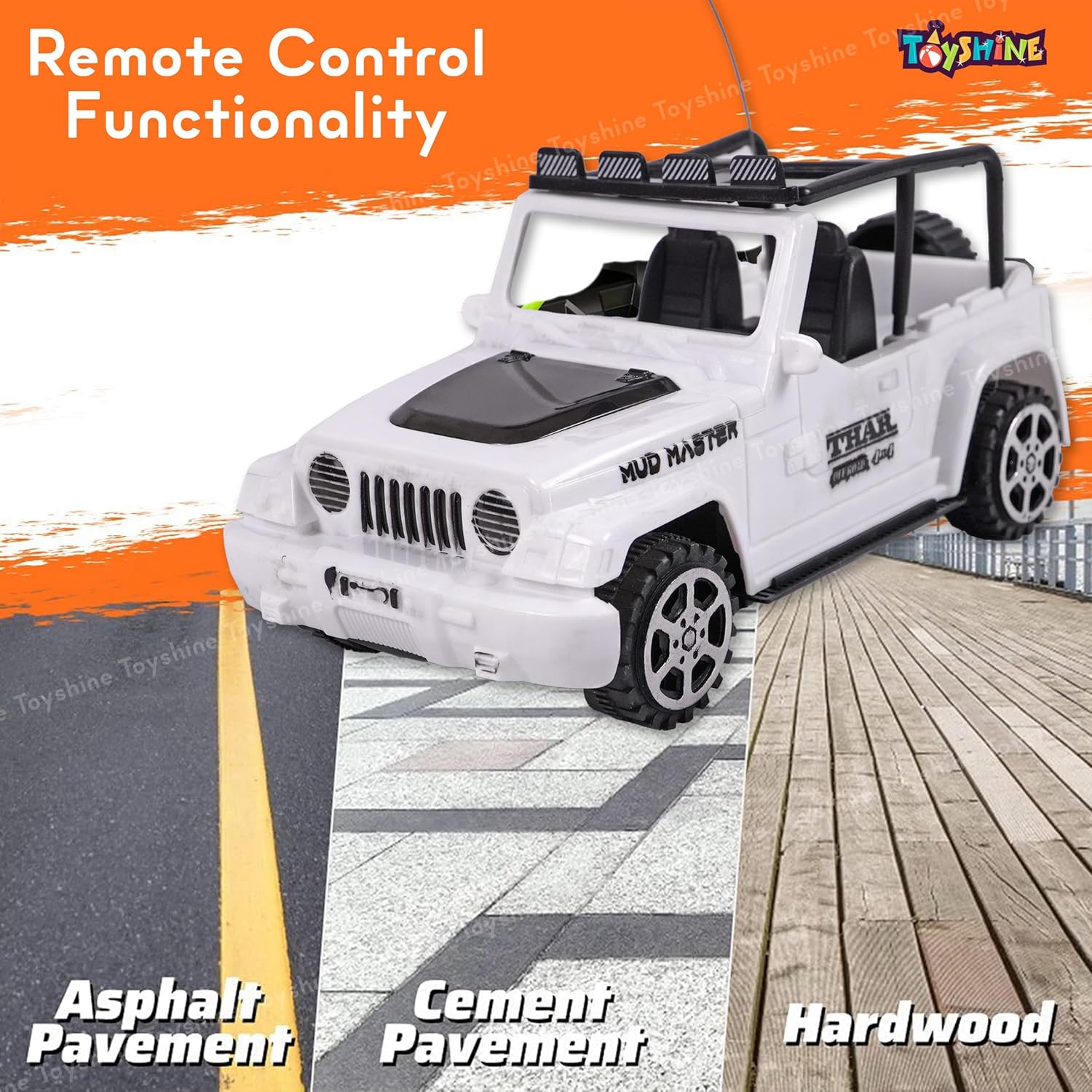 Toyshine 1:18 RC Scale Remote Control Rechargeable Wireless Toy Jeep with Lights