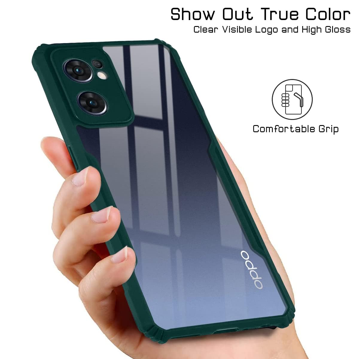 Protect Cover Case for Oppo Reno7 5G | Reno 7 5G (Shockproof with Polycarbonate Clear Panel