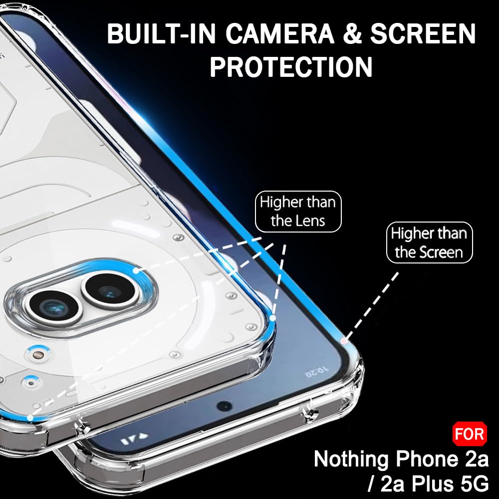Protect Ultra-Hybrid Shockproof Back Cover Case for Nothing Phone 2a Plus | Camera Protection Bump | Hard Back Cover for Nothing Phone 2A (PC & TPU, Crystal Clear Back, Black Sides)