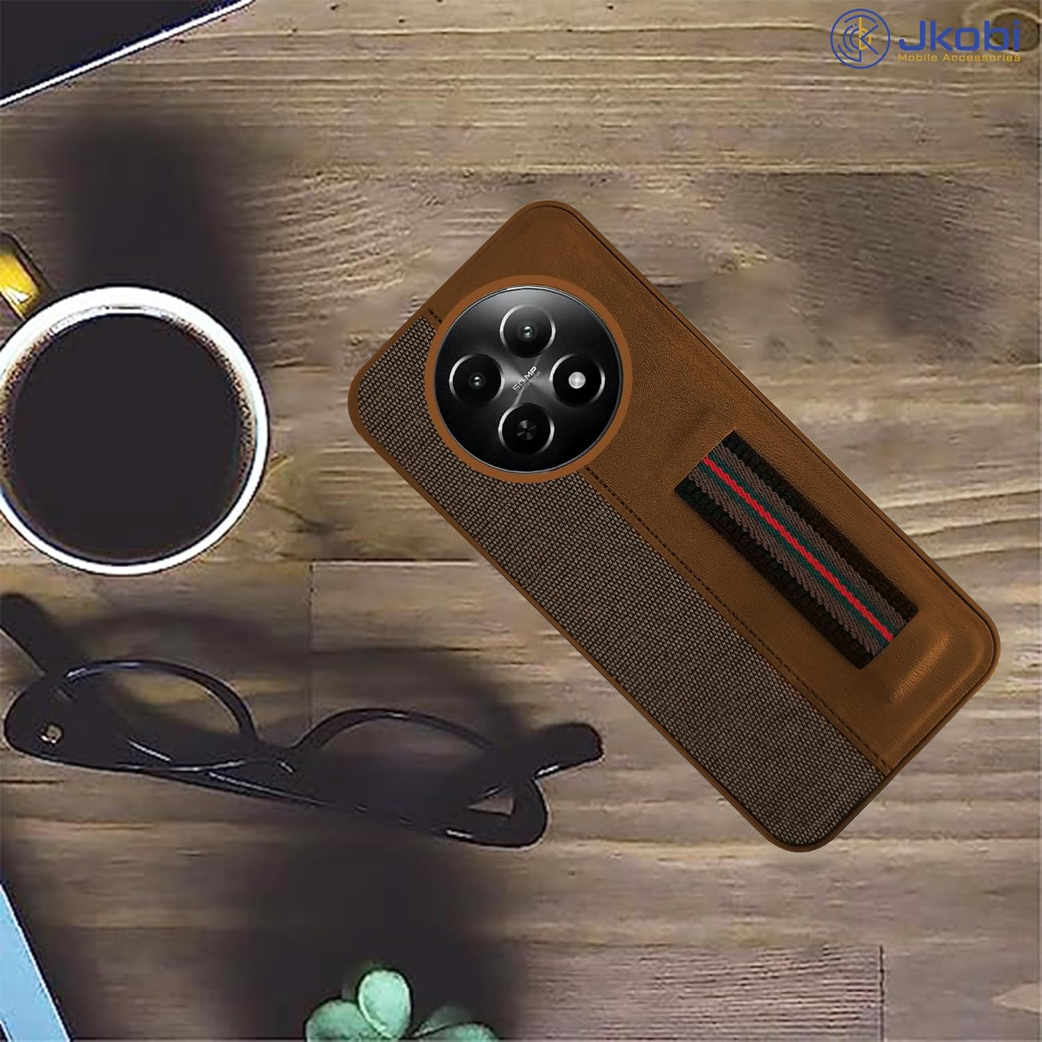 Protect Back Cover Case for Realme Narzo 70x 5G (Professional PU Leather | Strip Chain Holder Socket )